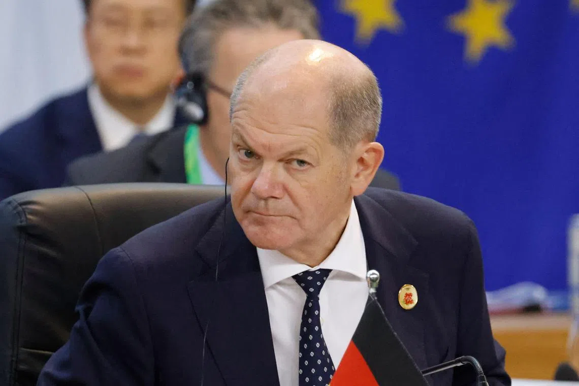 Germany's Chancellor Olaf Scholz gestures during the second session of the G20 Leaders' Meeting in Rio de Janeiro, Brazil, on Nov 18. 