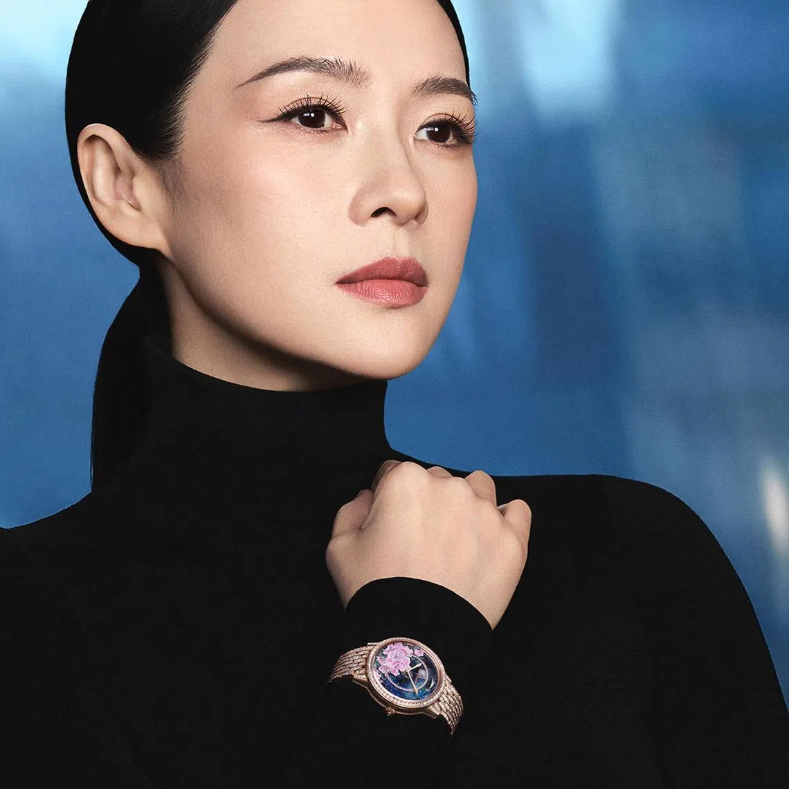 Jaeger-LeCoultre's ambassador Chinese actress Zhang Ziyi wearing the Rendez-vous Shooting Star