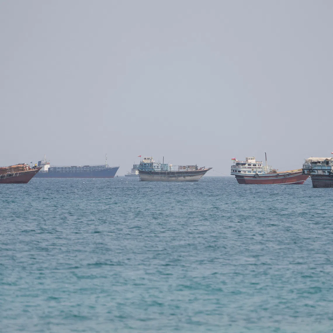 FILE PHOTO: Vessels near the Strait of Hormuz, as seen from Musandam, Oman, September 2, 2026. REUTERS/Stringer/File Photo