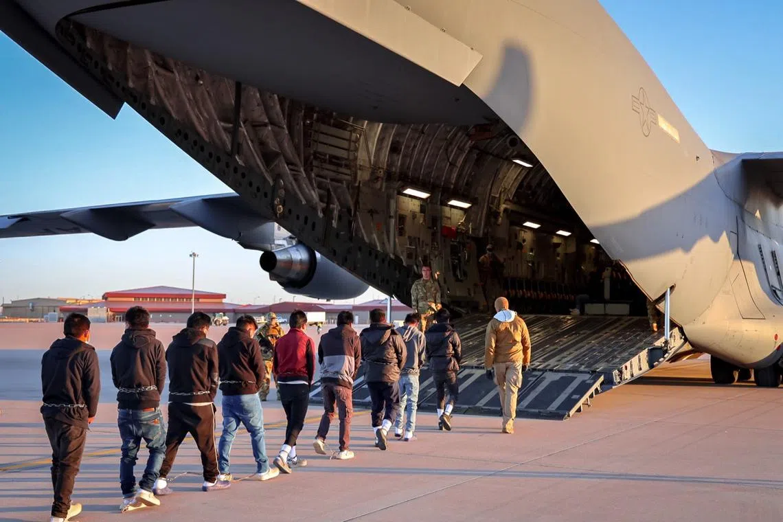 The US has begun arresting migrants and deporting them via military aircraft days after President Donald Trump took office.