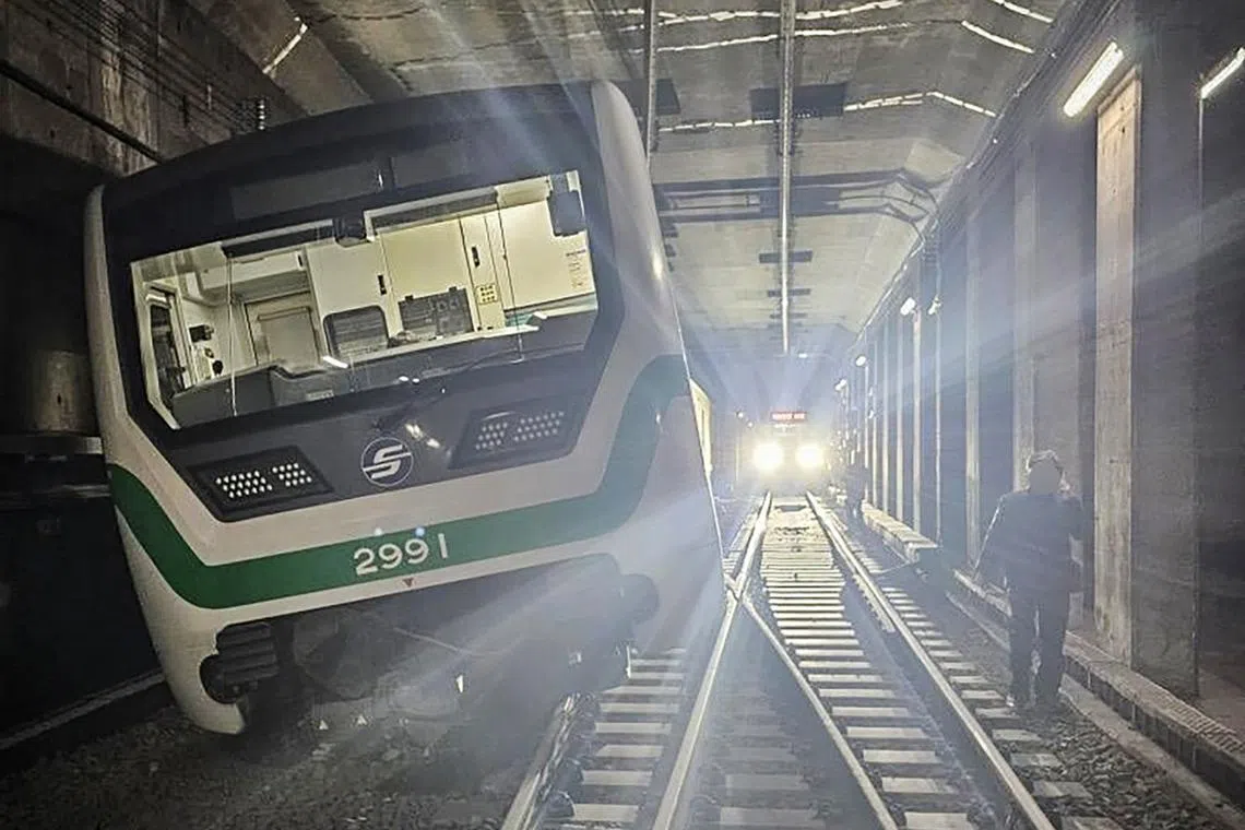 The train was departing from a depot at Sindorim Station when it collided with a buffer.