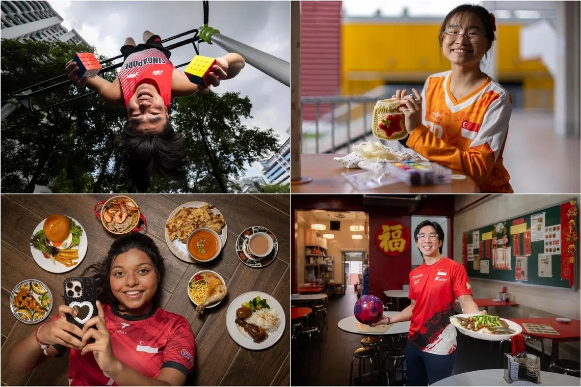 (Clockwise from left) National sprinter Daryl Tan, national handballer Kate Ong, bowler Jomond Chia and Kabaddi athlete Sasmithaa Mano.