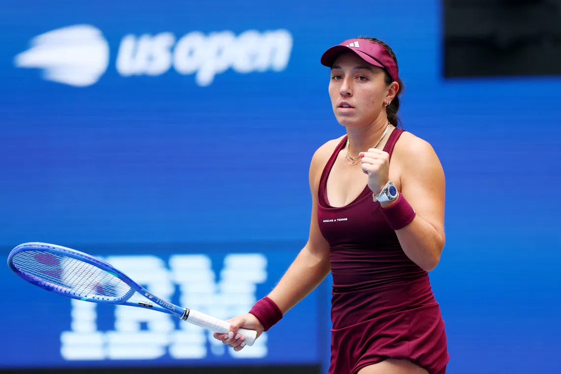 Tennis - U.S. Open - Flushing Meadows, New York, United States - September 2, 2026 Jessica Pegula of the U.S. celebrates after winning her second round match against Sofia Kenin of the U.S. REUTERS/Mike Segar