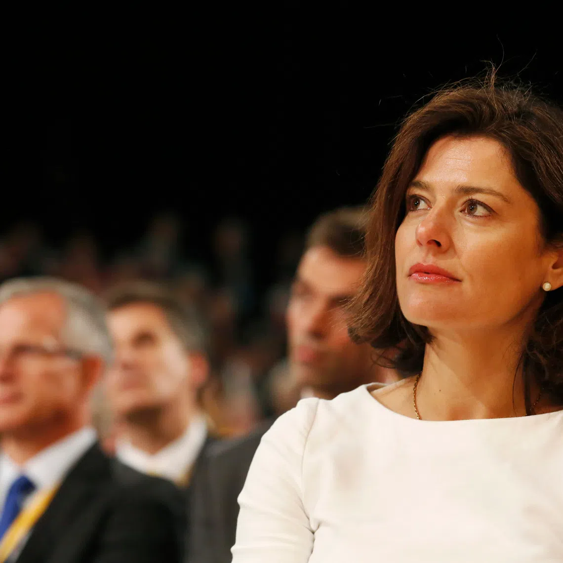 FILE PHOTO: Miriam Gonzalez-Durantez listens to her husband, Britain's Deputy Prime Minister and leader of the Liberal Democrat Party Nick Clegg, speak during a question and answer session at the Liberal Democrats annual conference in Brighton, southern England September 23, 2012.   REUTERS/Luke MacGregor/File photo