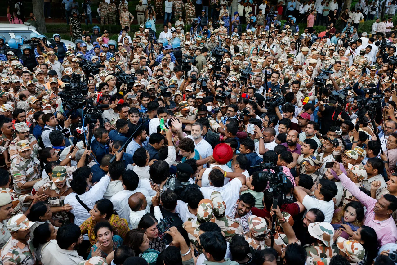 Indian opposition leader Rahul Gandhi attending an Oct 7 protest demanding the resignation of chief election commissioner Gyanesh Kumar, in New Delhi, India.