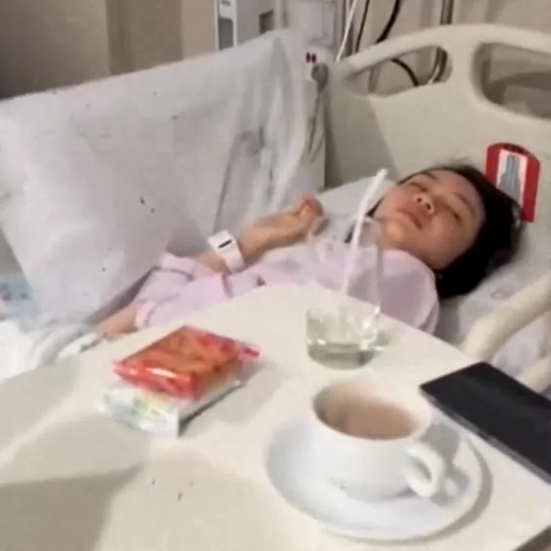 Chantalle Ng shares on social media on Sept 24 a clip of herself in hospital (left).