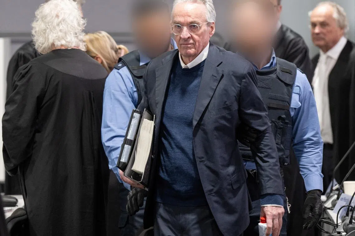 German aristocrat and property investor Heinrich XIII Prinz Reuss at his trial in Frankfurt on May 21 for a suspected "Reichsbuerger" plot to overthrow the government.