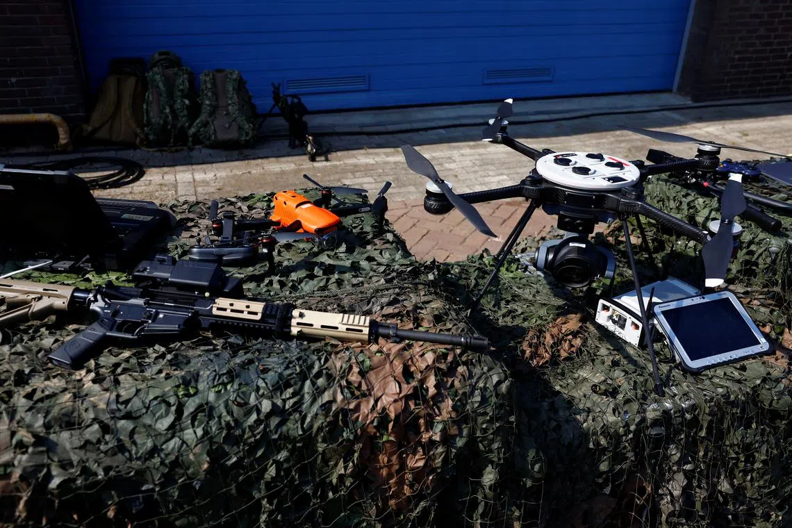 Military equipment are pictured as the Dutch government presents plans to increase spending on defence to 2% of GDP in the wake of the Russia-Ukraine conflict, in Amersfoort, Netherlands, September 5, 2024. REUTERS/Piroschka van de Wouw/File Photo