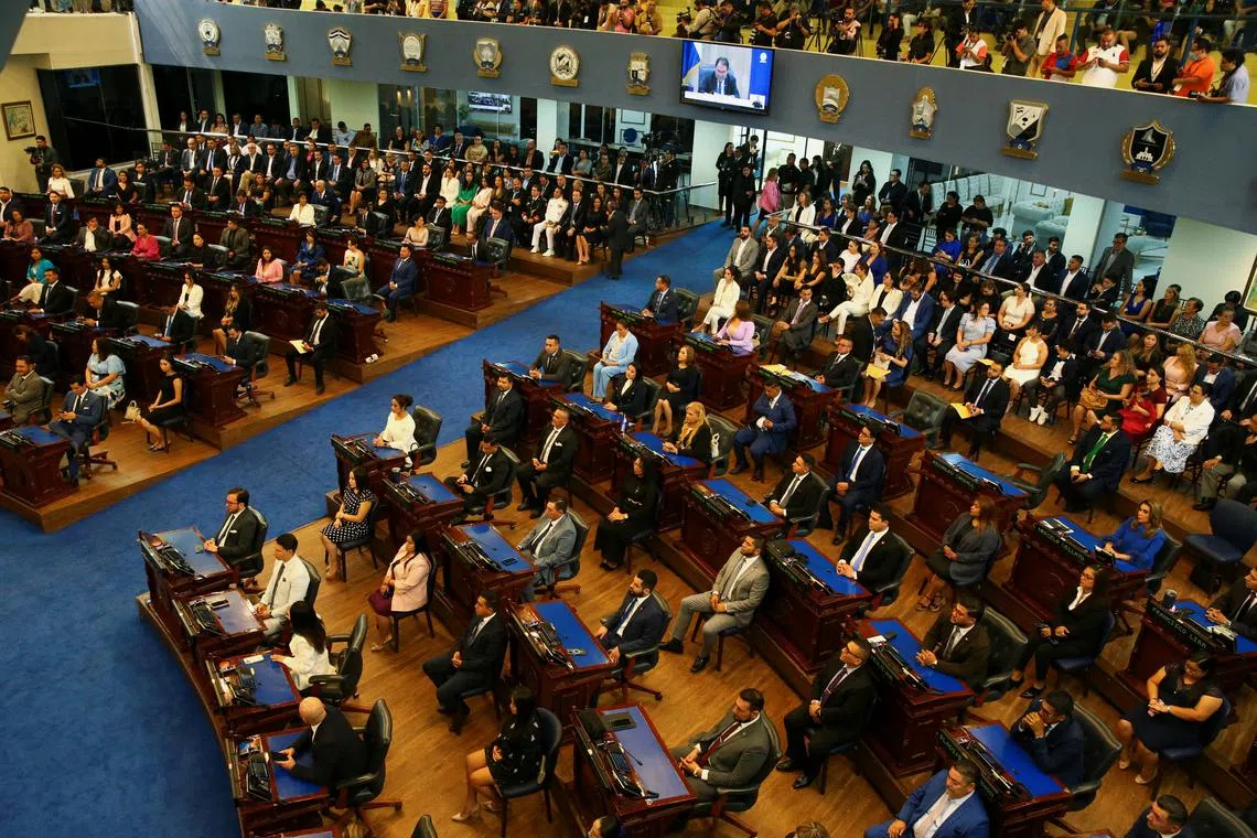 FILE PHOTO: Representatives take part in the inaugural session of the Salvadoran congress, in San Salvador, El Salvador, May 1, 2024. REUTERS/Jose Cabezas/File Photo