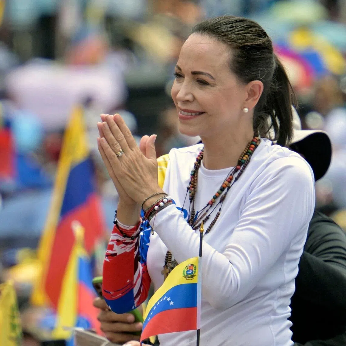 More than half of Venezuelans living in their homeland – 51.6 per cent – say Ms Maria Corina Machado should take over.