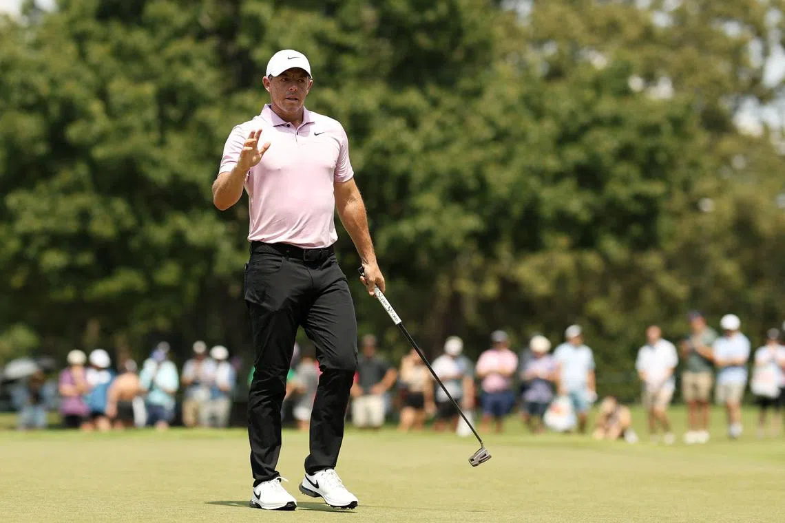 Rory McIlroy of Northern Ireland during the final round of the Tour Championship at East Lake Golf Club, where he finished in a tie for ninth.