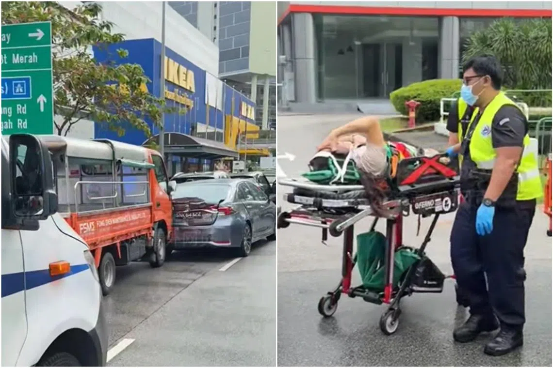 The accident involved three cars and a lorry.