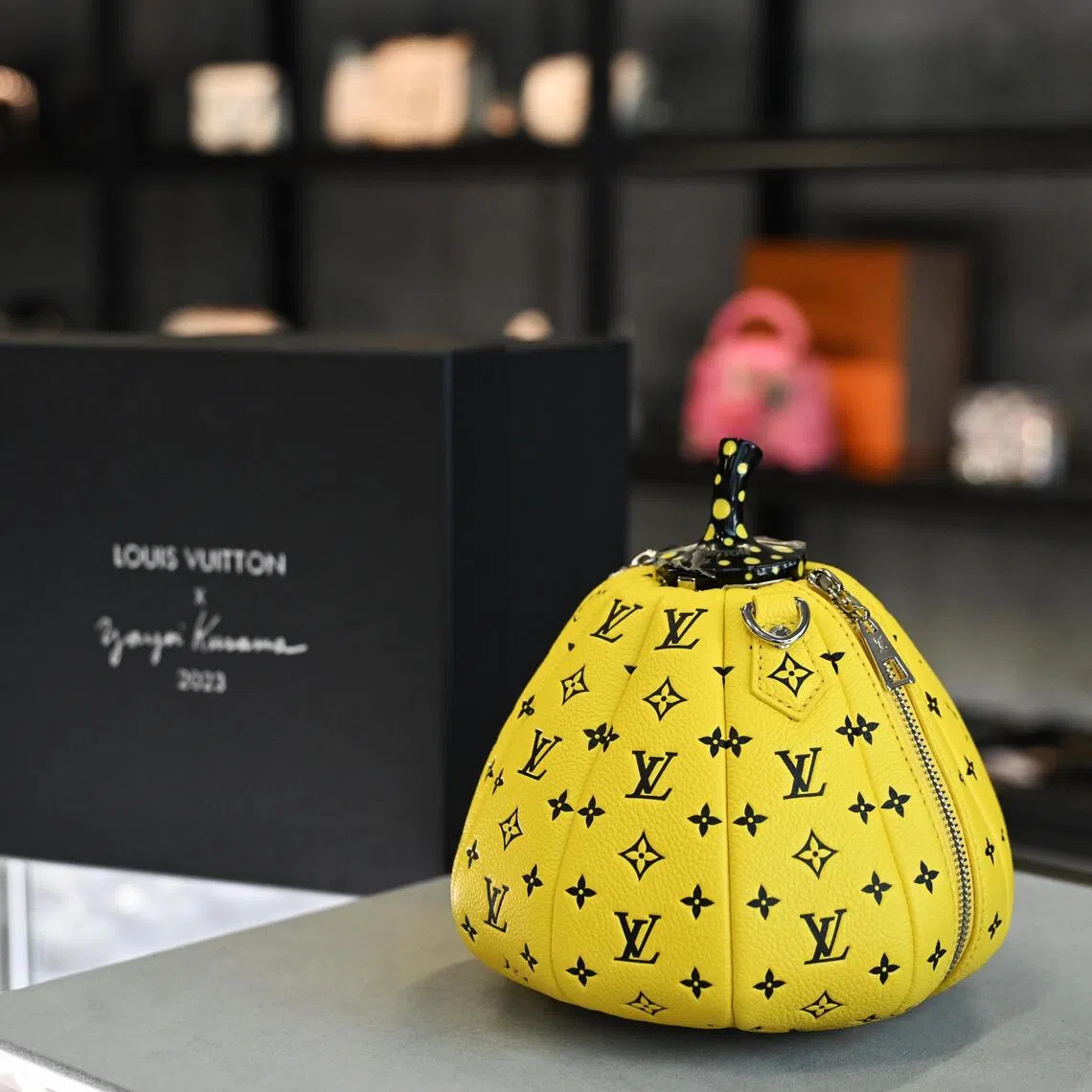 As of Sept 18, a Louis Vuitton Limited Edition Yayoi Kusama Yellow and Black Monogram Leather Pumpkin Bag had drawn 34 bids and reached $40,000.