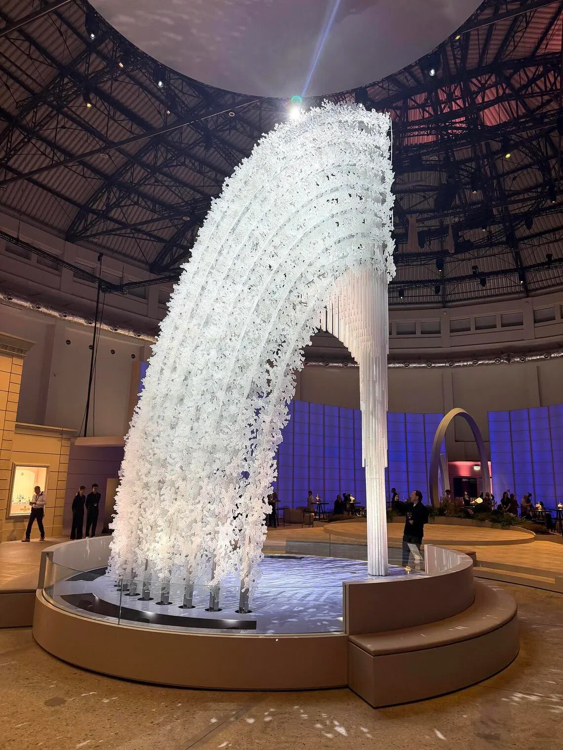 A 9m-high sculpture, made up of 2,028 translucent droplets, recreates Geneva’s Jet d’Eau, the fountain that has been shooting skywards since 1891.