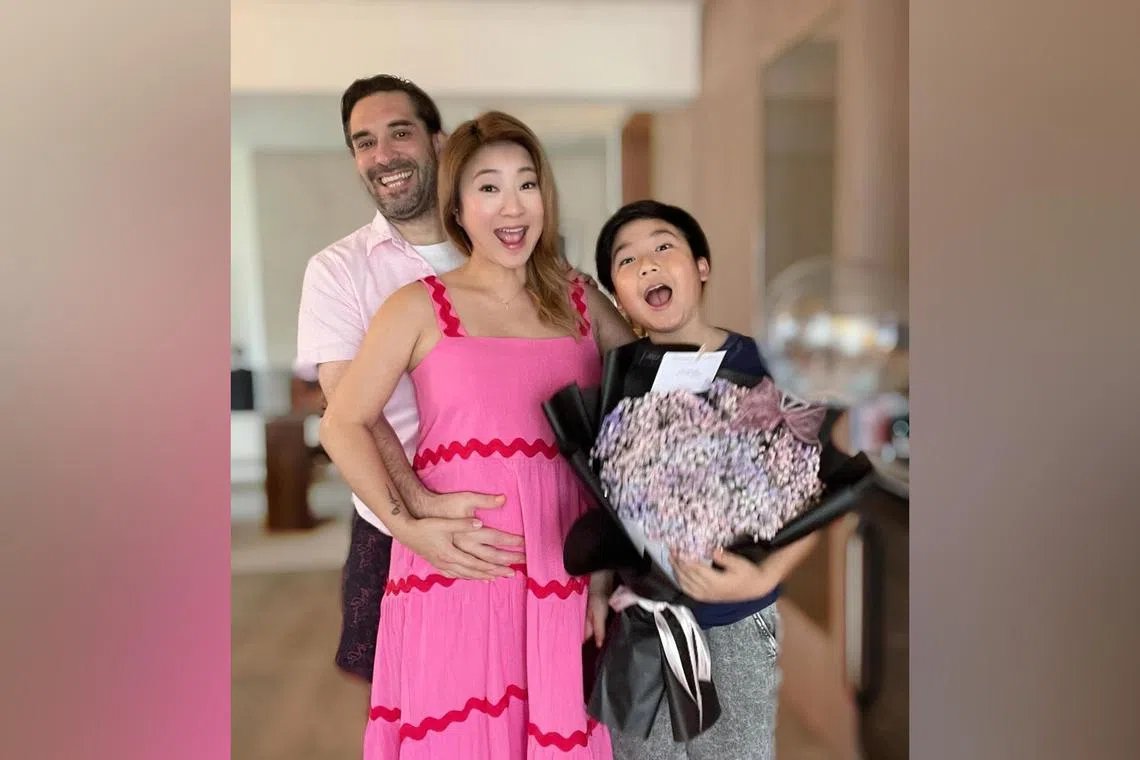 Stella Ng with her husband, identified only as Jon, and her son Ashton from her previous marriage.