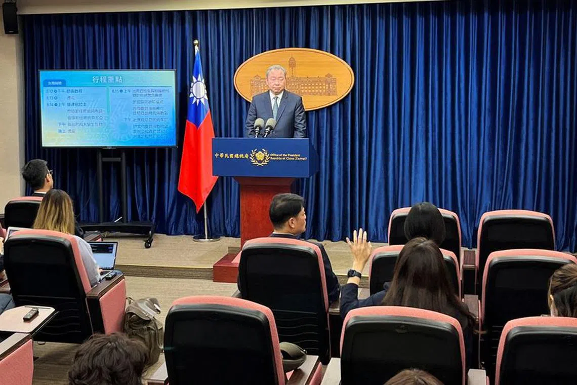 Taiwan's Vice Foreign Minister Alexander Yui attends a press conference on Taiwan's Vice President William Lai's visit to Paraguay, in Taipei, Taiwan August 2, 2023. REUTERS/Fabian Hamacher/ File photo