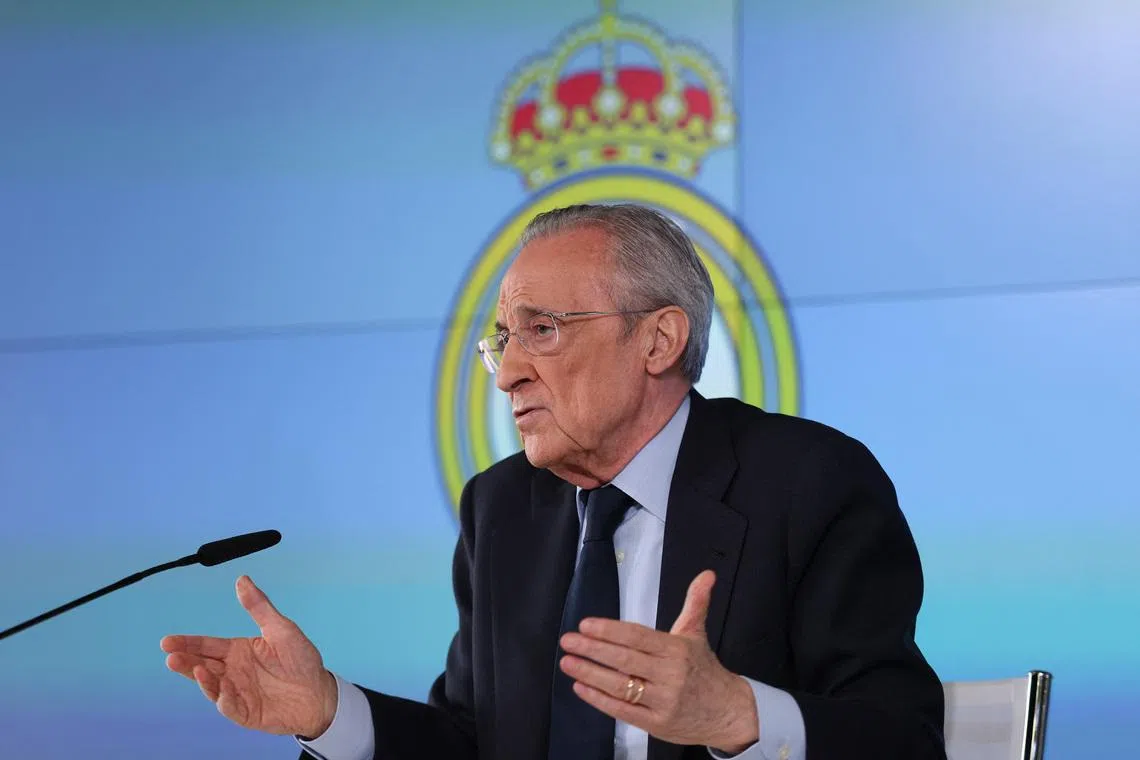 Soccer Football - Real Madrid president Florentino Perez holds press conference - Ciudad Real Madrid, Valdebebas, Madrid, Spain - May 12, 2026 Real Madrid president Florentino Perez during press conference REUTERS/Violeta Santos Moura