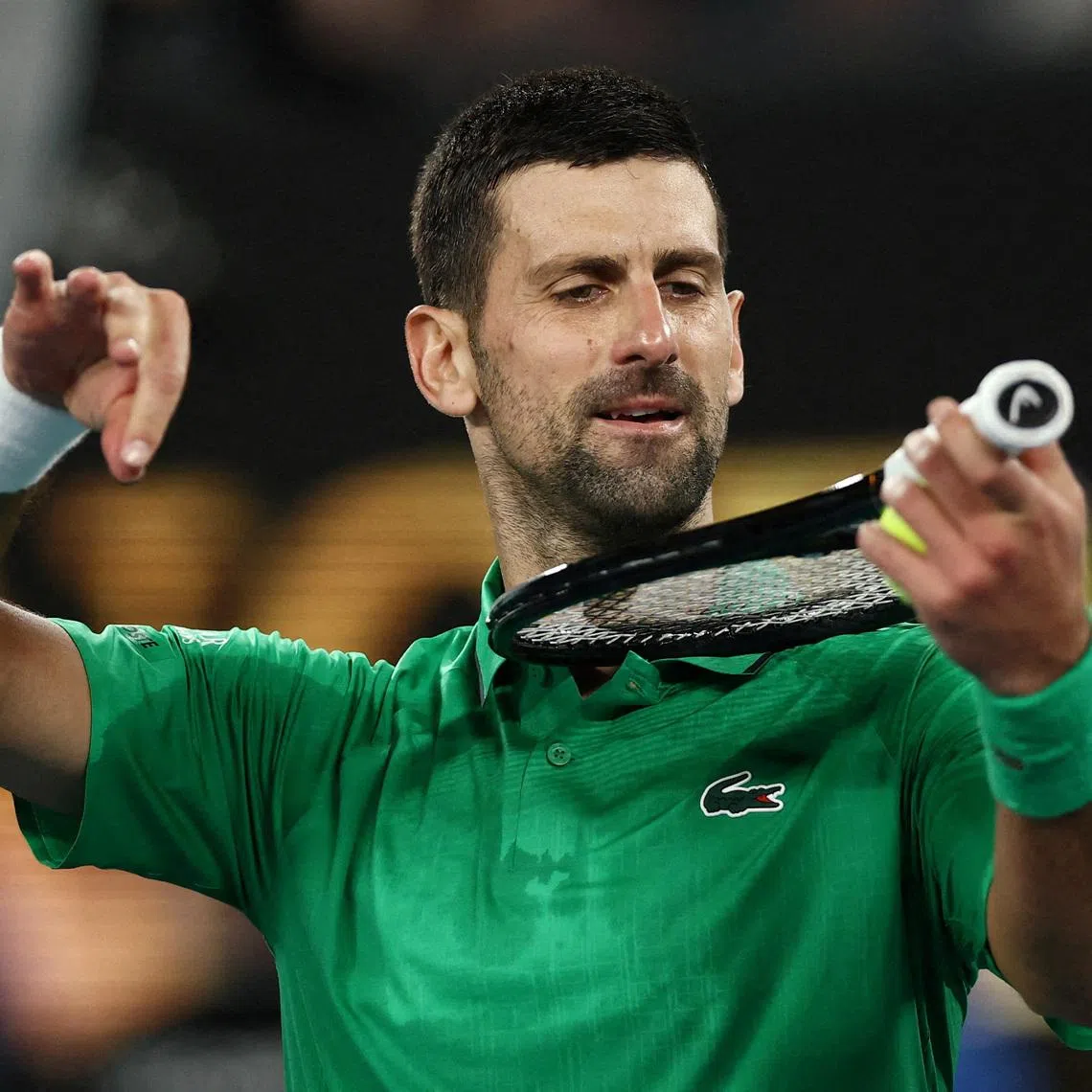 Serbia's Novak Djokovic celebrates after winning his third round match against Netherlands' Botic van de Zandschulp.   REUTERS/Tingshu Wang