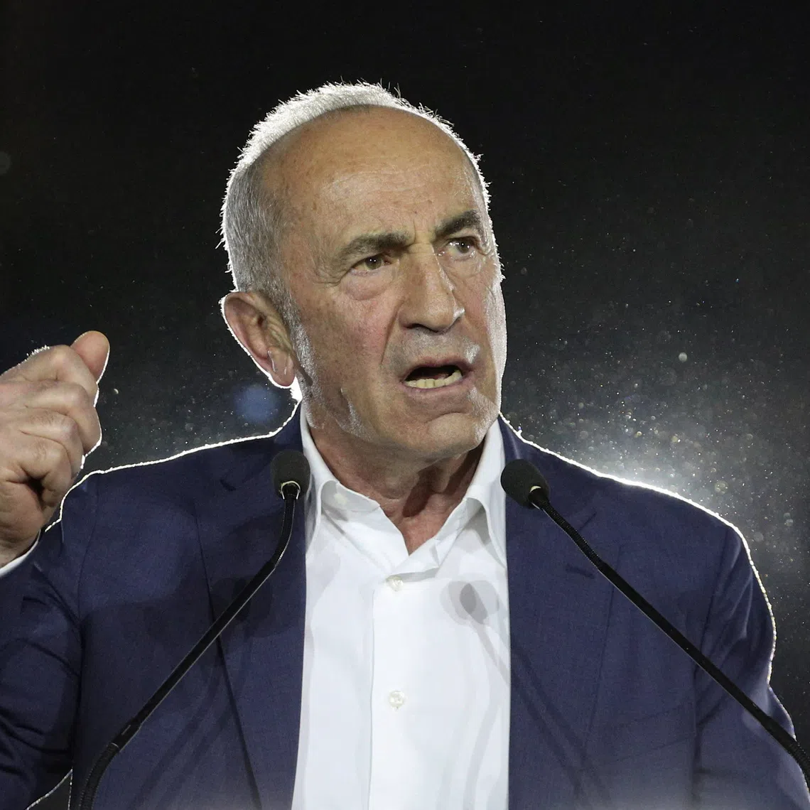 Armenia's former President Robert Kocharyan delivers a speech at the Armenia Alliance's campaign rally, ahead of the June 7 parliamentary election, in Yerevan, Armenia, June 5, 2026. Hayk Baghdasaryan/Photolure/via REUTERS