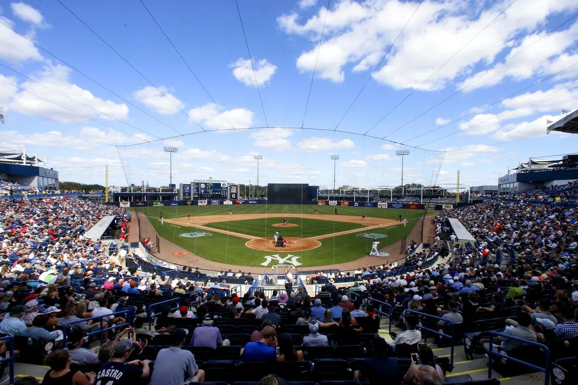 Feb 24, 2017; Tampa, FL, USA; Fans watch a baseball game between the New York Yankees and the Philadelphia Phillies during spring training at George M. Steinbrenner Field. Mandatory Credit: Butch Dill-USA TODAY Sports/ File Photo
