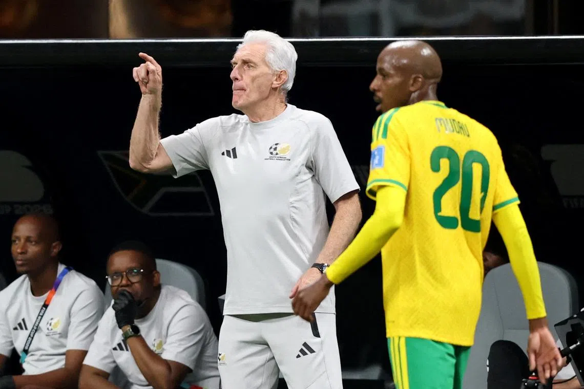 Soccer Football - FIFA World Cup 2026 - Group A - Czech Republic v South Africa - Atlanta Stadium, Atlanta, Georgia, U.S. - June 18, 2026 South Africa coach Hugo Broos reacts IMAGN IMAGES via Reuters/Brett Davis