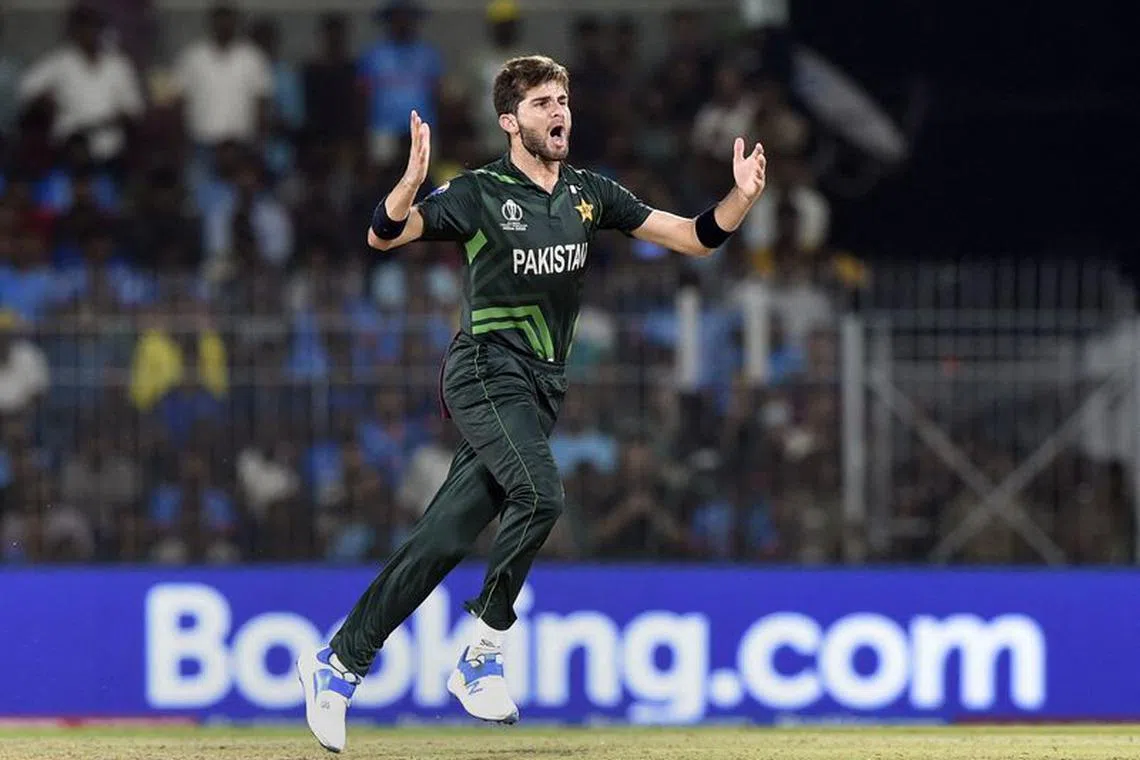 Cricket - ICC Cricket World Cup 2023 - Pakistan v South Africa - M. A. Chidambaram Stadium, Chennai, India - October 27, 2023 Pakistan's Shaheen Shah Afridi reacts REUTERS/Samuel Rajkumar/File Photo