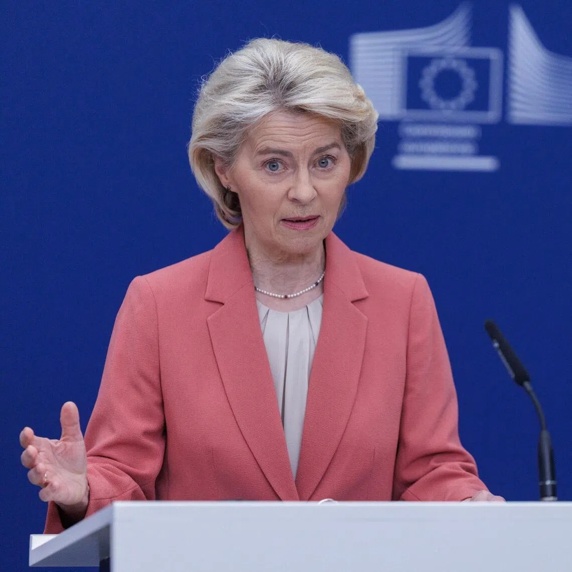 epa12781105 European Commission president Ursula von der Leyen briefing the press on the latest developments regarding Mercosur, in Brussels, Belgium, on Feb 27.