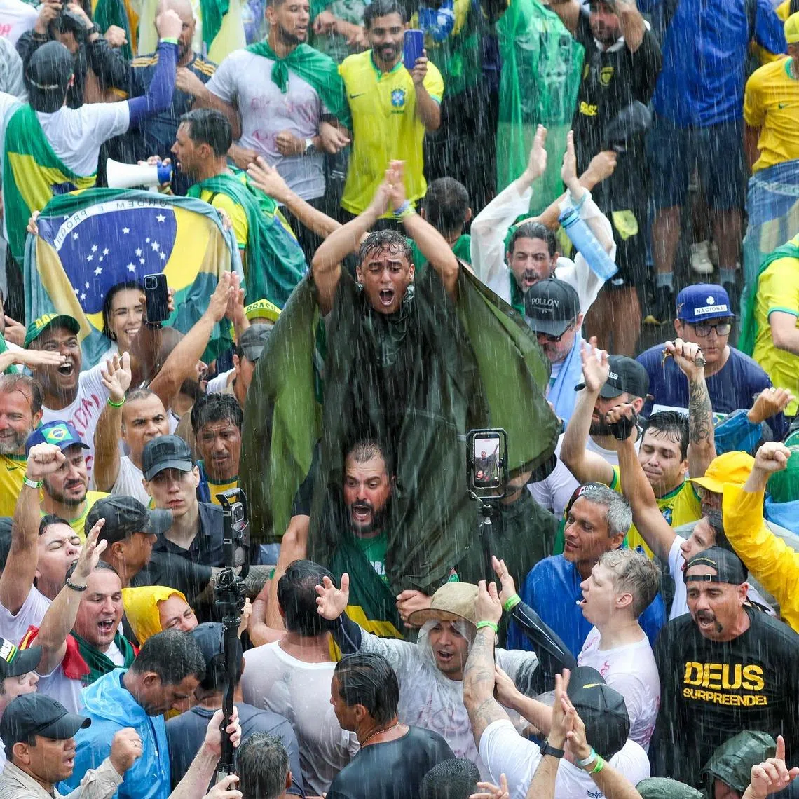 Supporters of former Brazilian president Jair Bolsonaro at a rally in Brasilia on Jan 25.