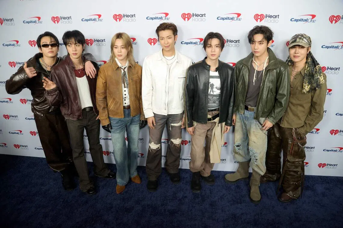 BTS at the 2026 iHeartRadio Music Festival on Sept 18. Singapore will host South-east Asia’s first and only stop of the BTS THE CITY ARIRANG.