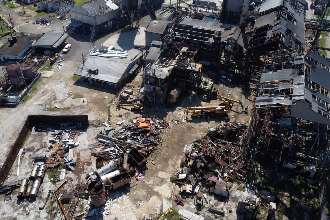 A drone view of the damage at Appleton Estate plant in the aftermath of Hurricane Melissa in Siloah, Westmoreland, Jamaica, November 4, 2025. REUTERS/Raquel Cunha