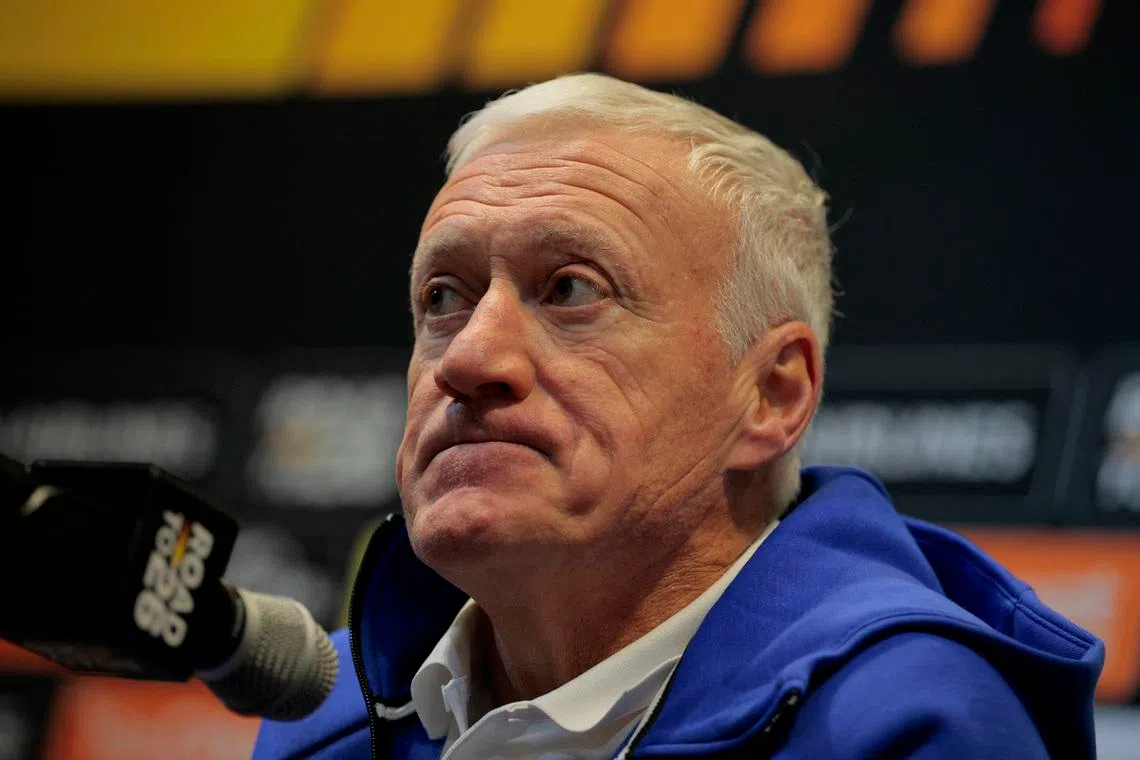 Soccer Football - International Friendly - France Press Conference - Boston Stadium, Foxborough, Massachusetts, U.S. - March 25, 2026 France coach Didier Deschamps during the press conference REUTERS/Brian Snyder