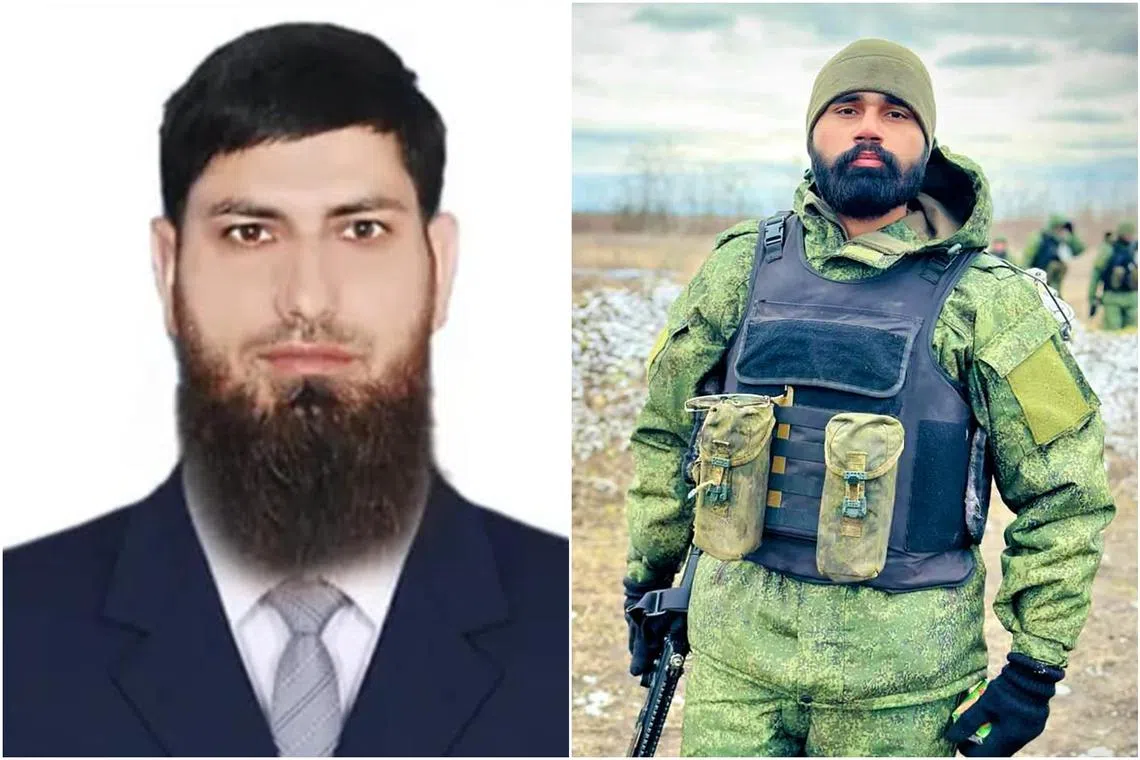 Mr Azad Ahmed (left) and Mr Harsh Kumar are among 35 Indians who were duped and conscripted into the Russian army.