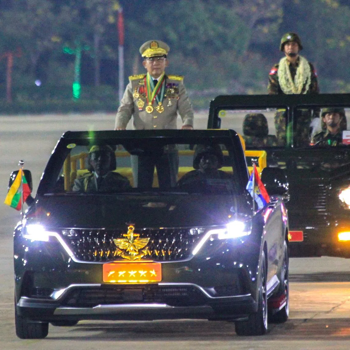 FILE PHOTO: Myanmar's military leader Senior General Min Aung Hlaing participates in a parade commemorating the 81st Armed Forces Day in Naypyidaw, Myanmar, March 27, 2026. REUTERS/Stringer/File Photo