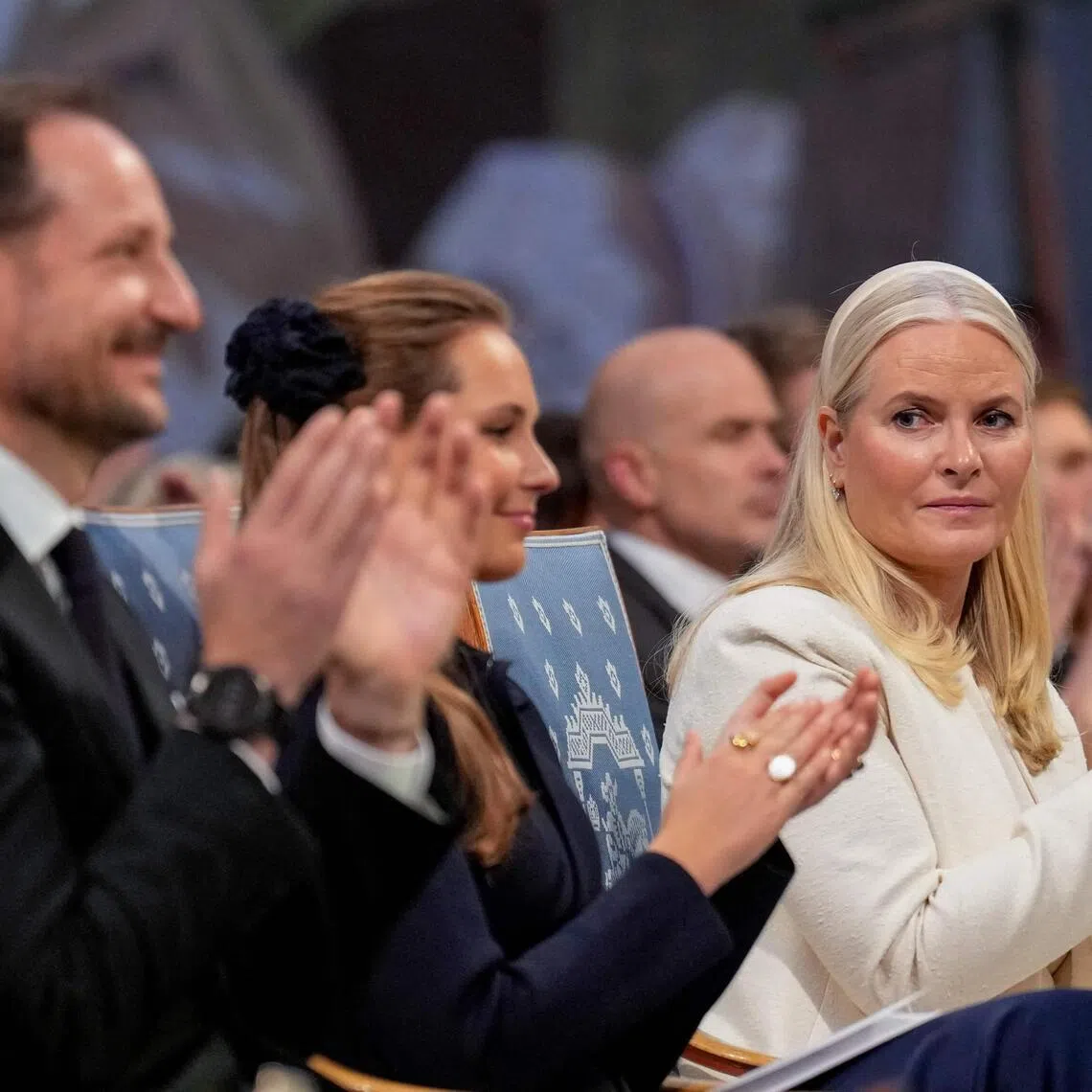 Norway's Crown Princess Mette-Marit (right) announced in October 2018 that she had been diagnosed with a rare form of pulmonary fibrosis, an incurable disease that causes scarring of the lungs and shortness of breath.