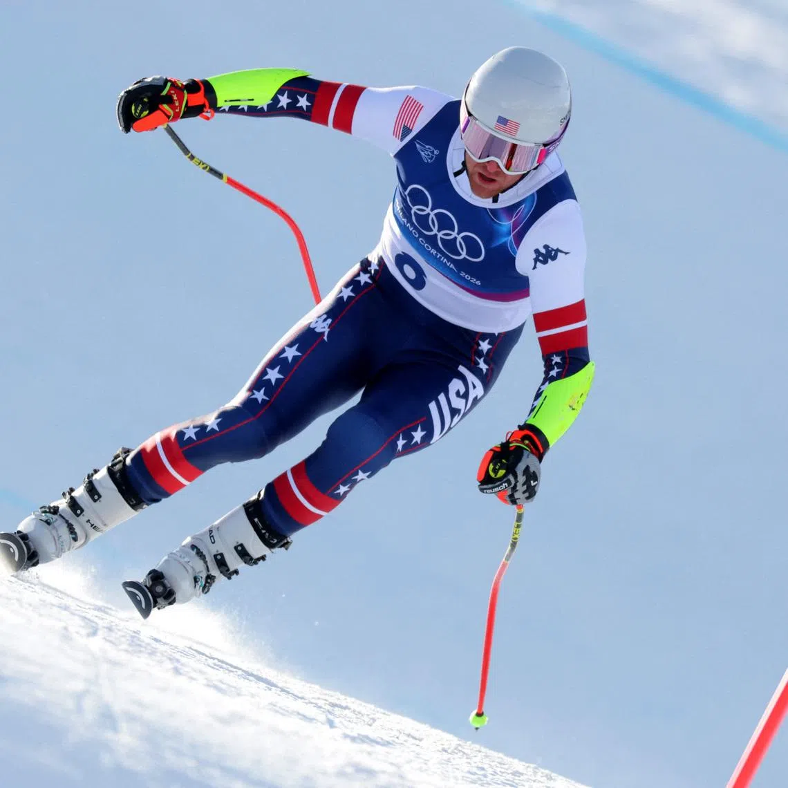 Milano Cortina 2026 Olympics - Alpine Skiing - Men's Downhill Training - Stelvio Ski Centre, Bormio, Italy - February 05, 2026 Ryan Cochran-Siegle of United States during training REUTERS/Denis Balibouse