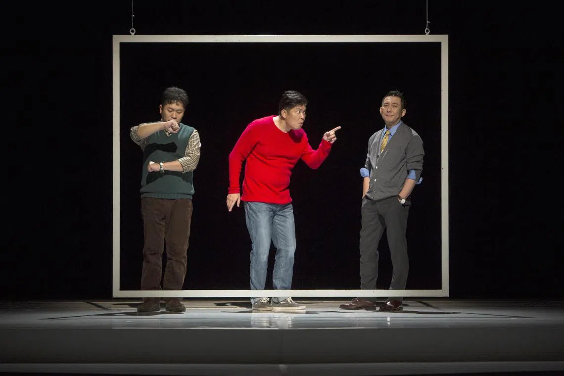 Godot Theatre Company will be presenting a Mandarin-language adaptation of Yasmina Reza's Art, starring (from left) Pu Hsueh-liang, Tseng Kuo Chen and Chu Chung Heng.