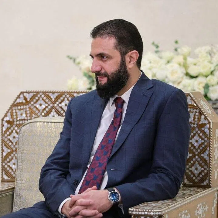 A handout picture released by the official Syrian Arab News Agency (SANA) shows Syria's interim President Ahmad Al-Sharaa meeting a US delegation in Damascus on Sept 12. 