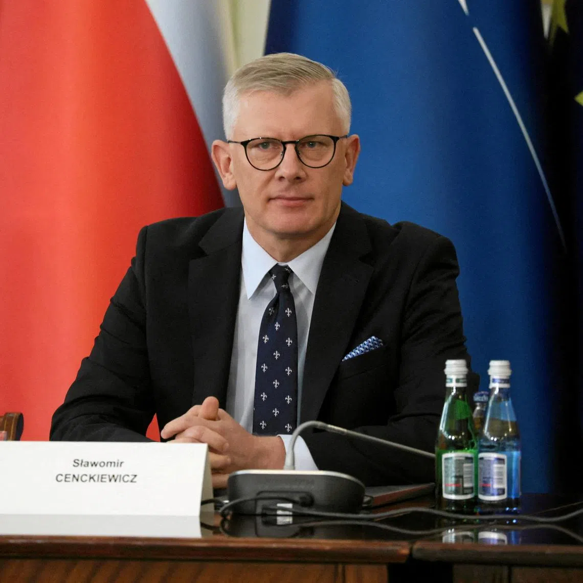 FILE PHOTO: Head of the National Security Bureau (BBN) Slawomir Cenckiewicz attends a National Security Council meeting following violations of Polish airspace by Russian drones, in Warsaw, Poland, September 11, 2025. Slawomir Kaminski/Agencja Wyborcza.pl/via REUTERS/File Photo