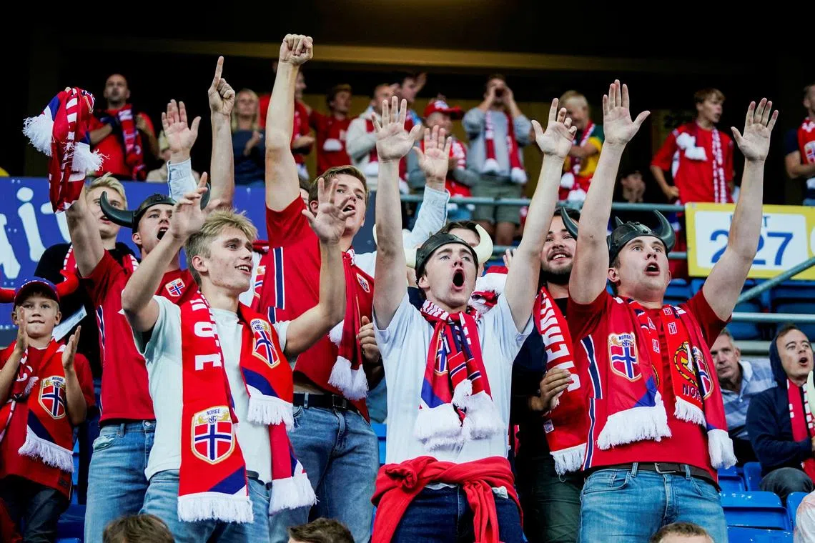 FILE PHOTO: Soccer Football - World Cup - UEFA Qualifiers - Group G - Norway v Netherlands - Ullevaal Stadion, Oslo, Norway - September 1, 2021  Norway fans inside the stadium before the match Stian Lysberg Solum/NTB via REUTERS/File Photo