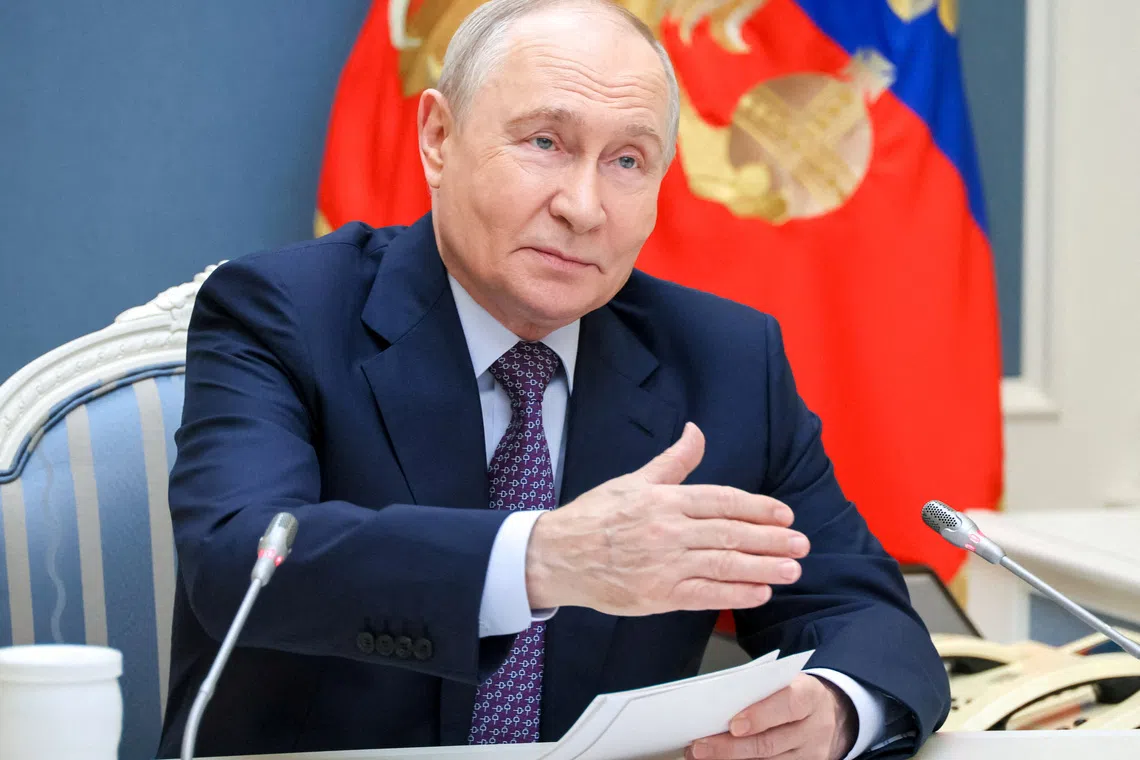 FILE PHOTO: Russian President Vladimir Putin meets with members of the Delovaya Rossiya (Business Russia) National Public Organisation and participants in its 21st Congress and Forum via video link at the Kremlin in Moscow, Russia, October 15, 2026. Sputnik/Mikhail Metzel/Pool via REUTERS ATTENTION EDITORS - THIS IMAGE WAS PROVIDED BY A THIRD PARTY./File Photo