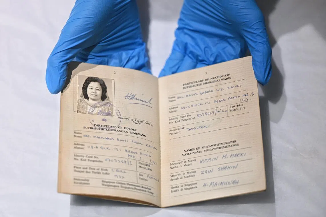 A pilgrim pass belonging to Hajjah Maimunah Abdul Karim, the businesswoman who helped set up the chain of nasi padang eateries in the 1990s that now bear her name.