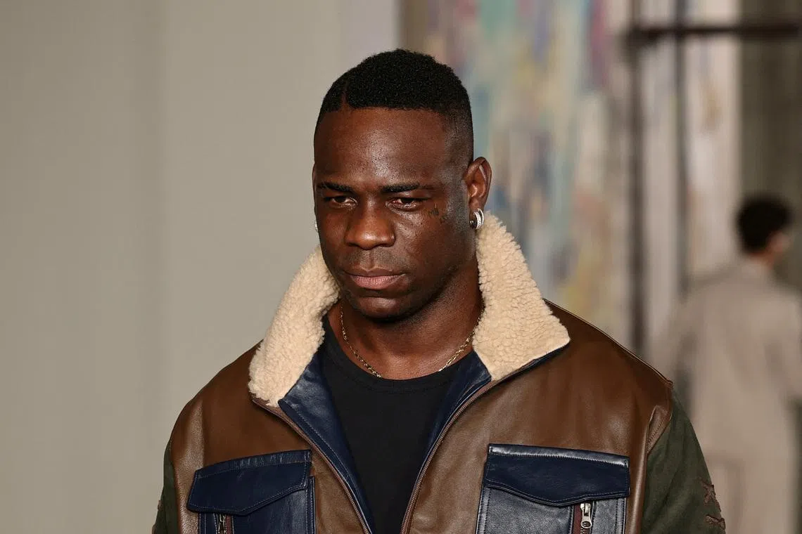 Soccer player Mario Balotelli during  Men's Fashion Week in Paris, France, June 28, 2025. REUTERS/Gonzalo Fuentes/File Photo