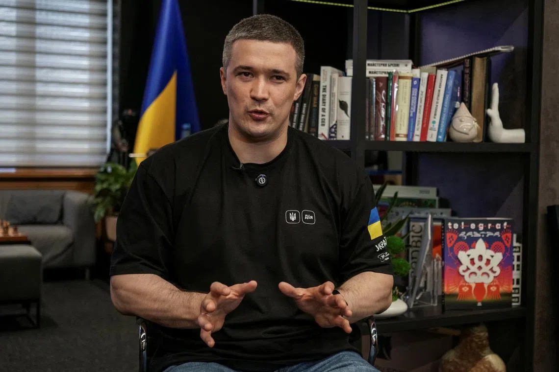 Mykhailo Fedorov, First Deputy Prime Minister and Minister of Digital Transformation of Ukraine, speaks during an interview with Reuters, amid Russia's attack on Ukraine, in Kyiv, Ukraine August 26, 2025. REUTERS/Anna Voitenko