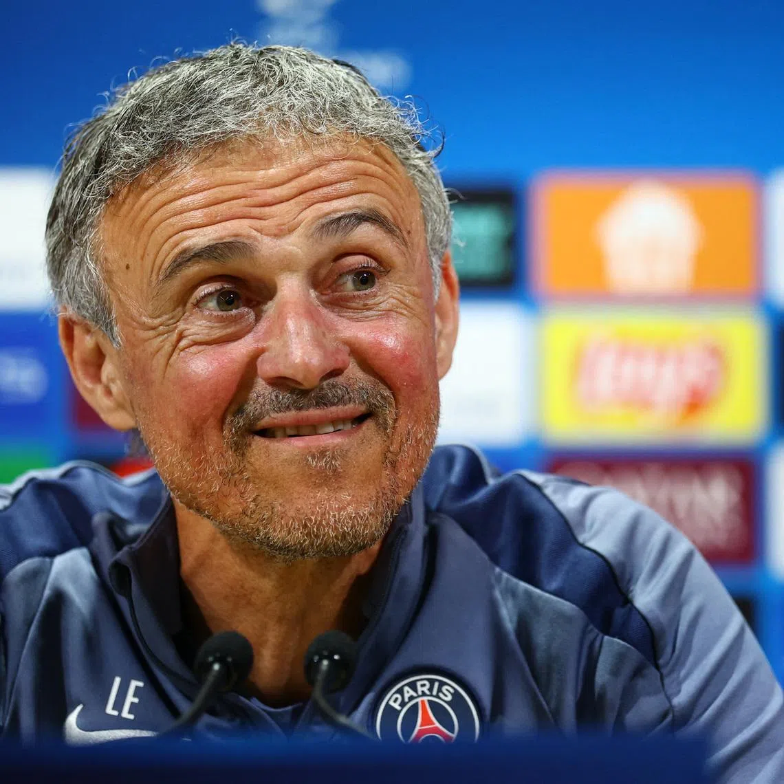 Soccer Football - UEFA Champions League - Paris St Germain Press Conference - Campus Paris St Germain, Poissy, France - April 27, 2026 Paris St Germain coach Luis Enrique during the press conference REUTERS/Sarah Meyssonnier
