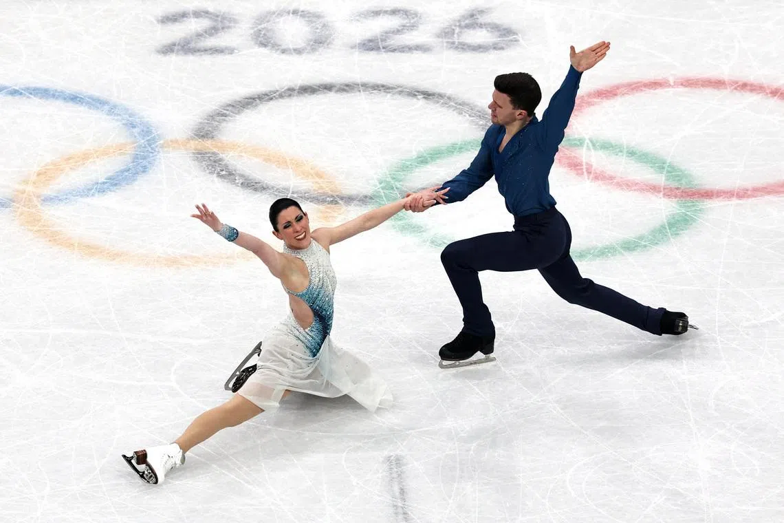 Milano Cortina 2026 Olympics - Figure Skating - Ice Dance - Free Dance - Milano Ice Skating Arena, Milan, Italy - February 11, 2026. Charlene Guignard of Italy and Marco Fabbri of Italy perform during the free dance REUTERS/Amanda Perobelli