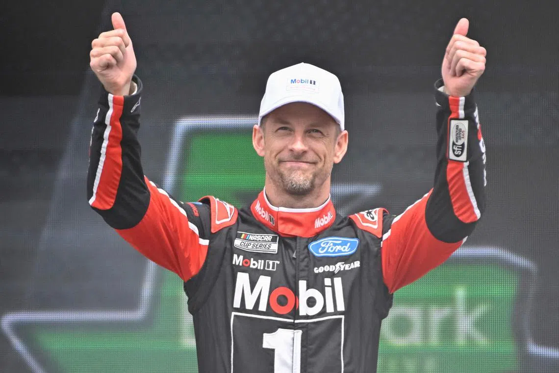 Ford Mustang driver Jenson Button finishes in 18th spot on his Nascar debut at the Circuit of The Americas on Sunday.