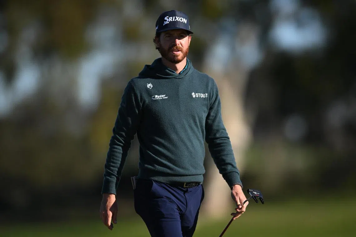 Sam Ryder walks onto the 10th hole of the North Course during the first round of the Farmers Insurance Open. He shares the lead with Brent Grant and Aaron Rai.