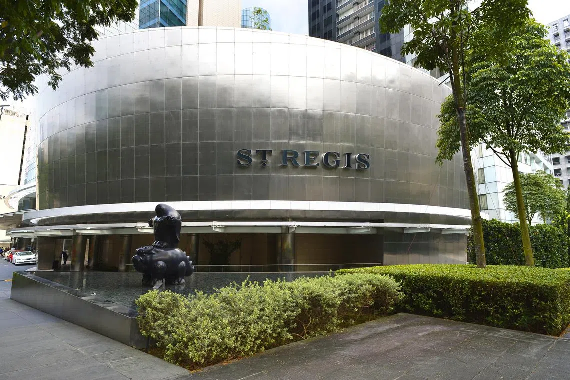 The facade of St Regis Hotel Singapore, at  29 Tanglin Road.