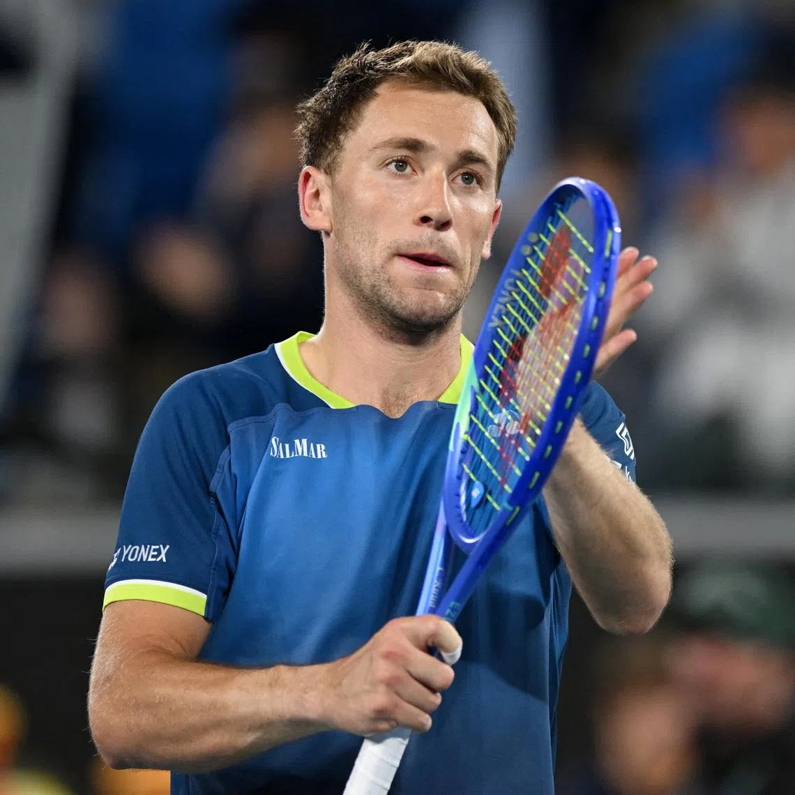 Tennis - Australian Open - Melbourne Park, Melbourne, Australia - January 23, 2026 Norway's Casper Ruud celebrates winning his second round match against Spain's Jaume Munar REUTERS/Jaimi Joy