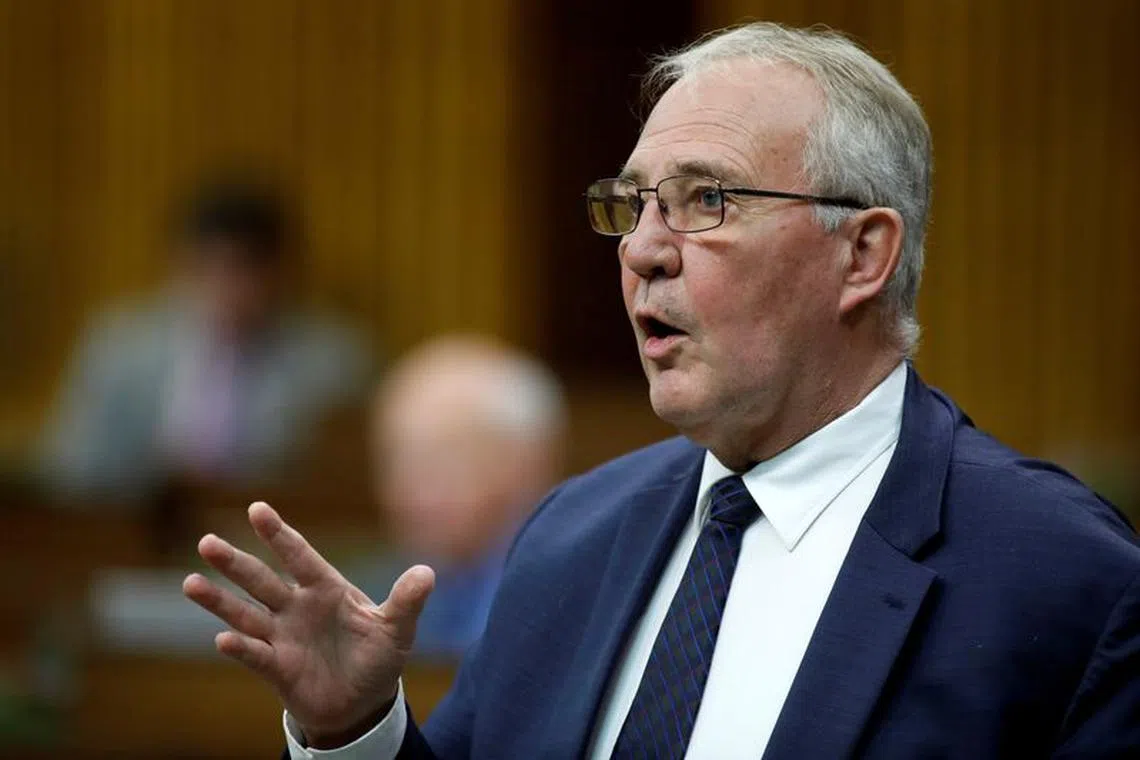 FILE PHOTO: Canada's Minister of Public Safety and Emergency Preparedness Bill Blair speaks during a meeting of the special committee on the COVID-19 pandemic, as efforts continue to help slow the spread of the coronavirus disease (COVID-19), in the House of Commons on Parliament Hill in Ottawa, Ontario, Canada June 16, 2020. REUTERS/Blair Gable/File Photo
